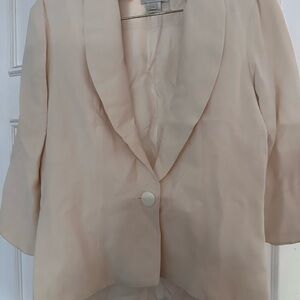 Tailored Cream Satin Single-Button Blazer